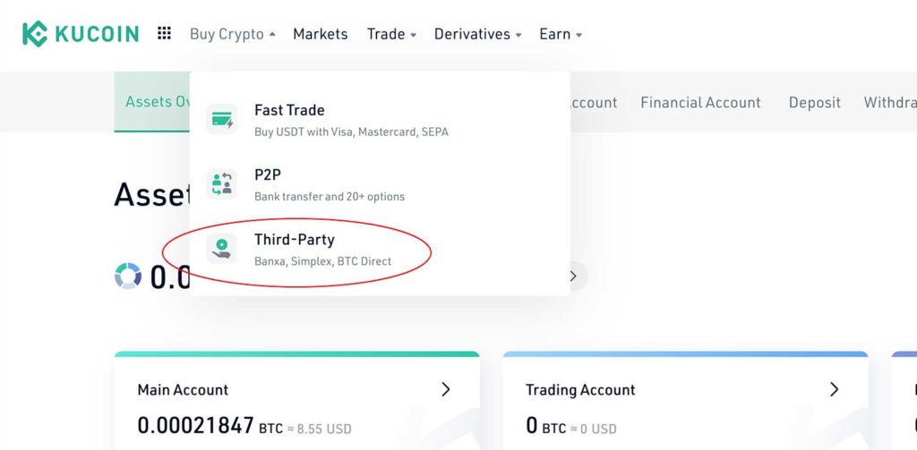 KuCoin third party payment, visa and mastercard UAE