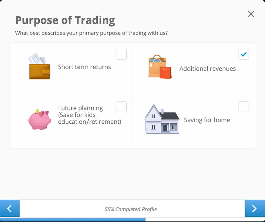 Purpose of trading, short term returns, additional revenues, future planning, saving for a home